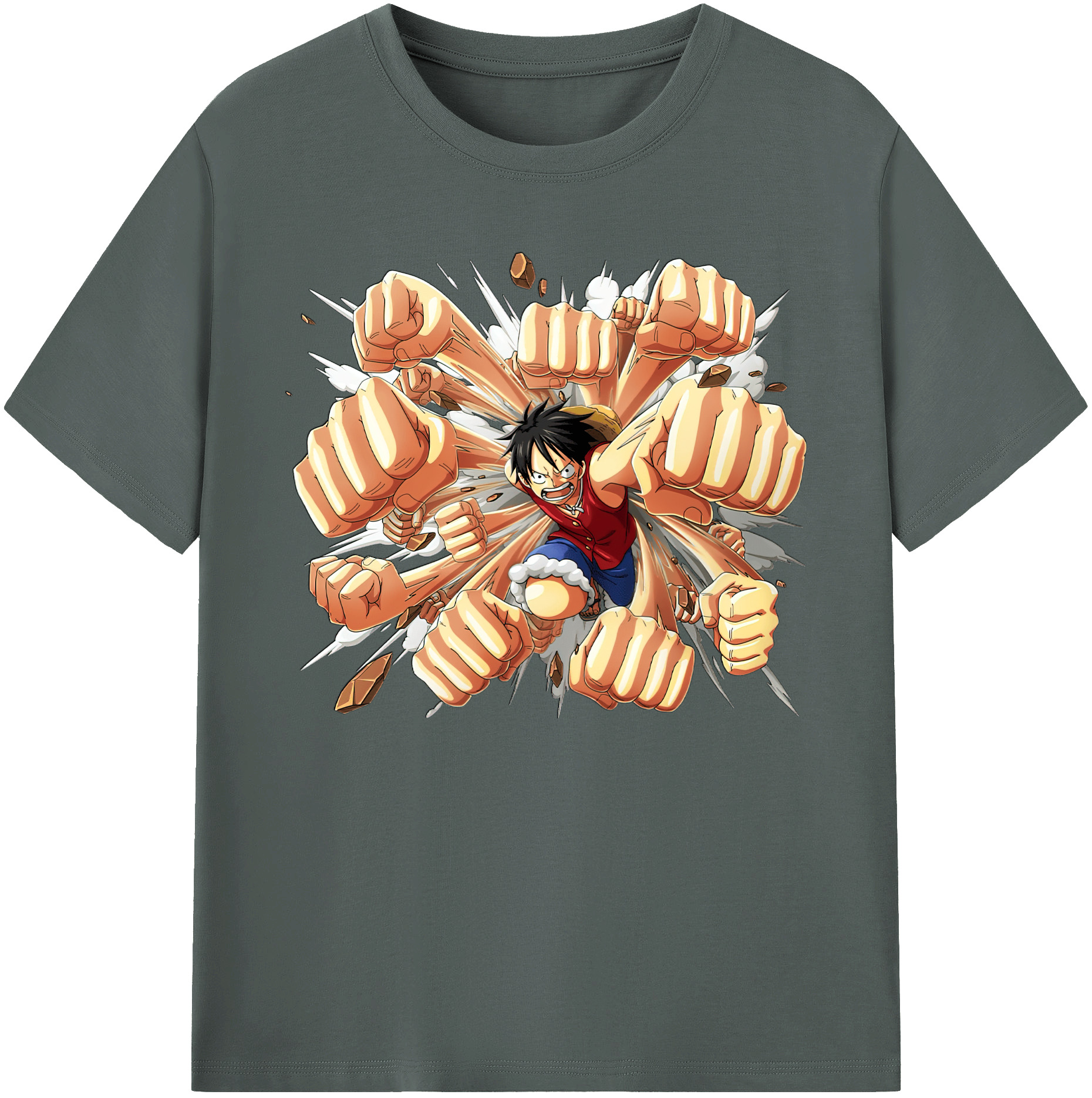 ワンピース モンキー・D・ルフィ ONE PIECE Monkey D. Luffy 綿100％ メンズ半袖Tシャツ｜肌触りやわらか＆通気性
